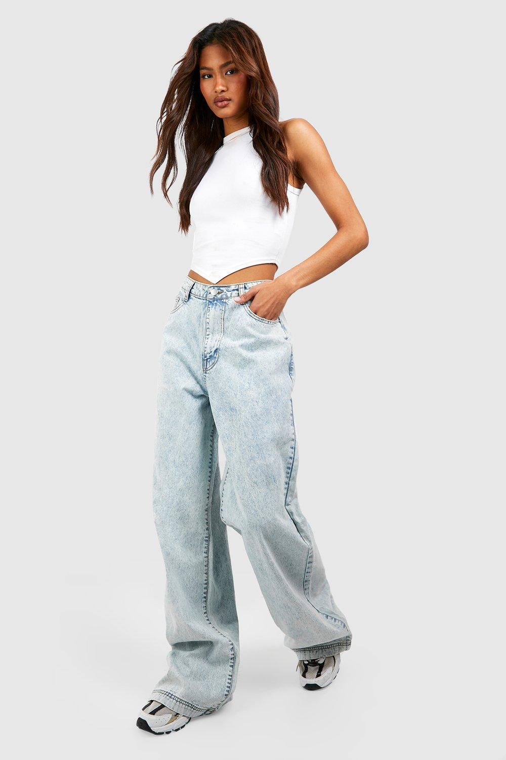 Boohoo wide 2025 leg jeans